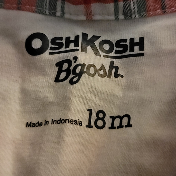 OSH KOSH BGOSH snap body suit button down collared long sleeve onesie red plaid - Picture 2 of 7